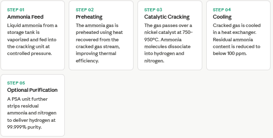 How ammonia cracker unit works