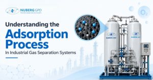 Adsorption process in an industrial gas separation system using molecular sieves for selective gas separation