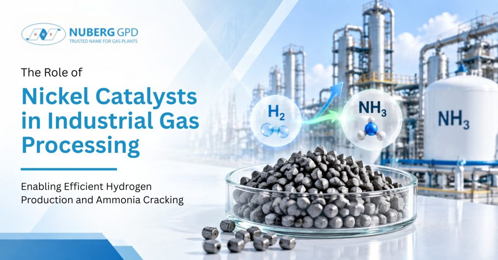 Ammonia cracking process flow with nickel catalyst bed producing hydrogen and nitrogen